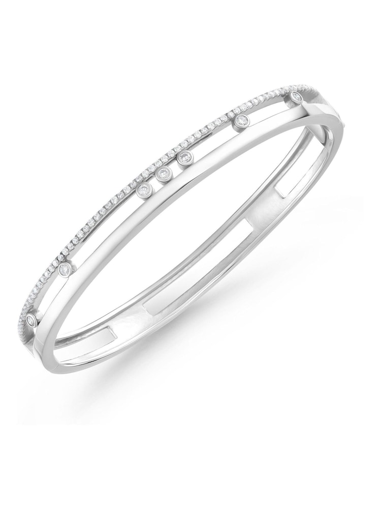 Beaverbrooks Sterling Silver Cubic Zirconia 7cm Glide Bracelet - Image 1 of 4
