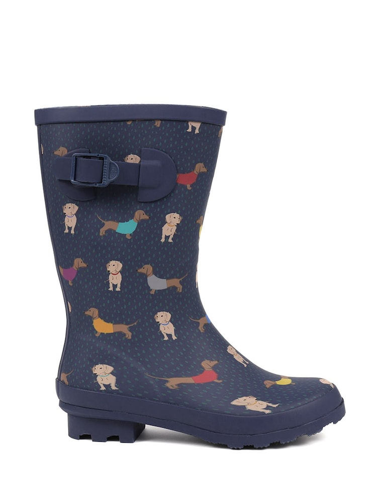 Pavers Blue Patterned Wellington Boots - Image 1 of 5