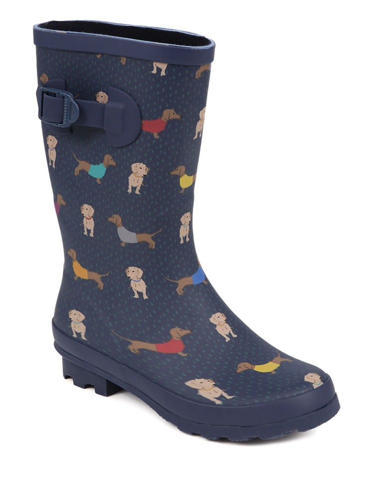 Pavers Blue Patterned Wellington Boots - Image 2 of 5