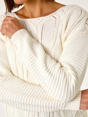 Roman White Mix Stitch Knit Jumper - Image 4 of 5
