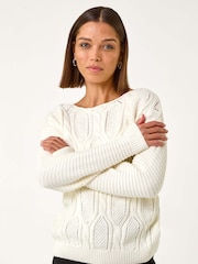Roman White Mix Stitch Knit Jumper - Image 5 of 5