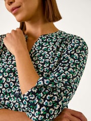 Roman Blue Floral Print 3 Button Shirt - Image 4 of 4