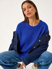 Roman Blue Shoulder Detail Knit Jumper - Image 2 of 5