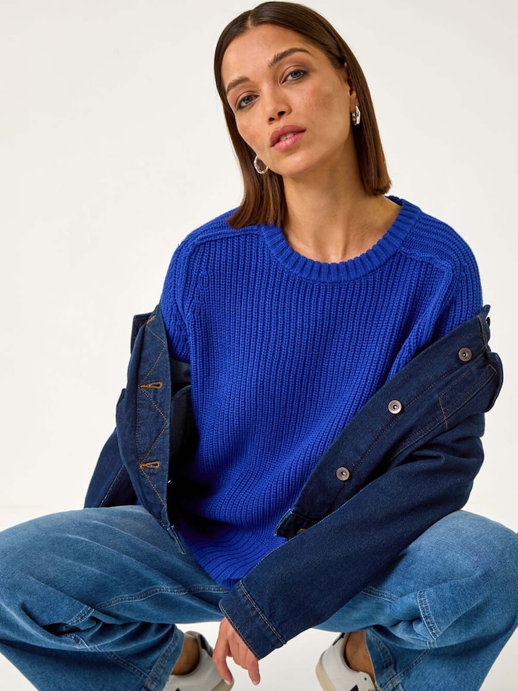 Roman Blue Shoulder Detail Knit Jumper - Image 2 of 5