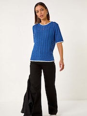 Roman Blue Dainty Pointelle Top - Image 2 of 5