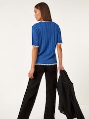 Roman Blue Dainty Pointelle Top - Image 3 of 5