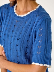 Roman Blue Dainty Pointelle Top - Image 5 of 5