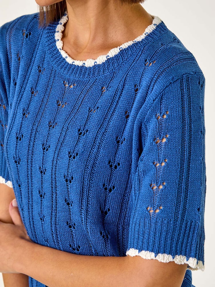 Roman Blue Dainty Pointelle Top - Image 5 of 5
