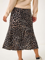 Roman Brown Speckled Print Asymmetric A-Line Skirt - Image 3 of 5