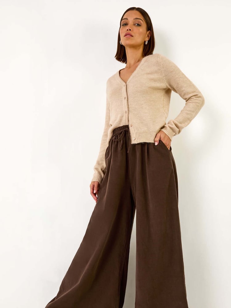 Roman Brown Baby Corduroy Wide Leg 100% Cotton Trousers - Image 1 of 5
