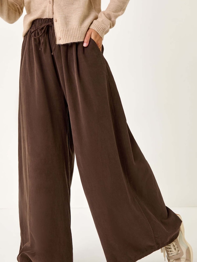 Roman Brown Baby Corduroy Wide Leg 100% Cotton Trousers - Image 4 of 5