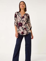 Roman Floral Print Zip Detail Top - Imagen 2 de 5