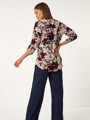 Roman Floral Print Zip Detail Top - Imagen 3 de 5