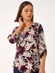 Roman Floral Print Zip Detail Top - Imagen 4 de 5