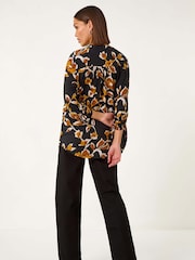 Roman Yellow Abstract Print Pleated Blouses - Image 3 of 5