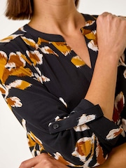 Roman Yellow Abstract Print Pleated Blouses - Image 5 of 5