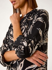 Roman Natural Abstract Print Shoulder Pleat Shirt - Image 5 of 5