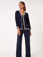 Roman Blue Scallop Edge Tie Cardigan - Image 2 of 5
