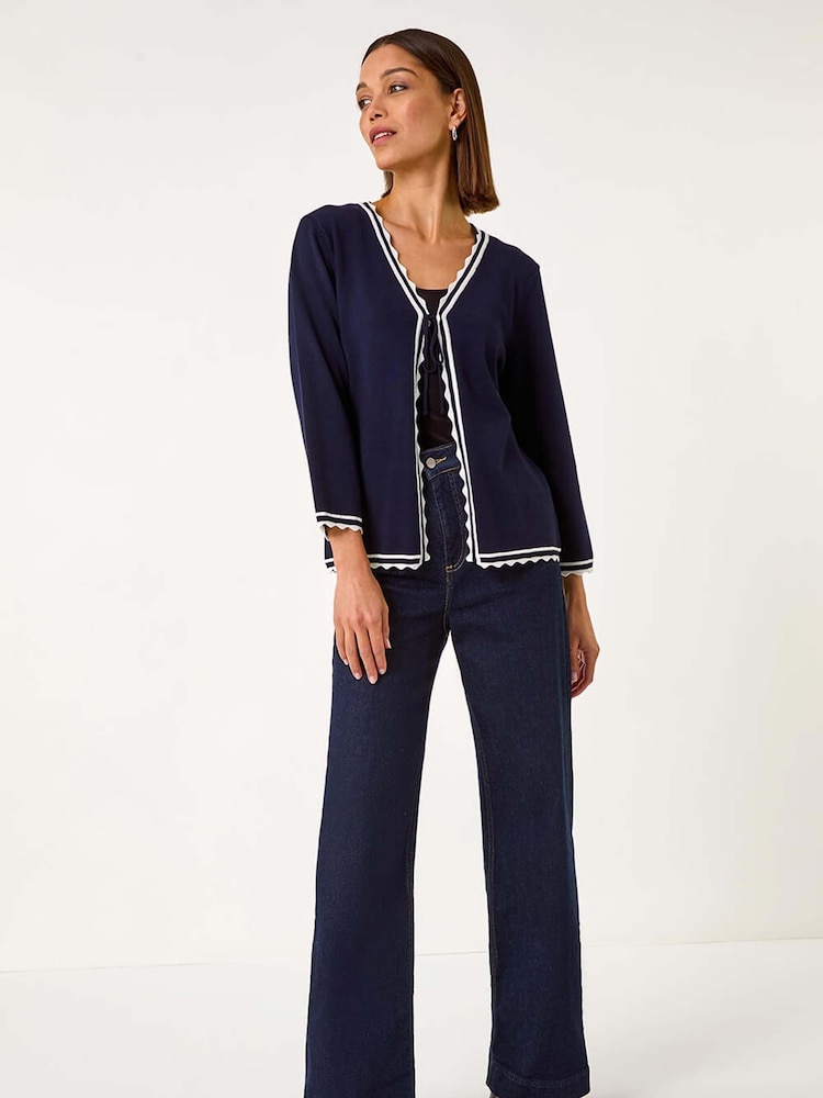 Roman Blue Scallop Edge Tie Cardigan - Image 2 of 5