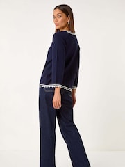 Roman Blue Scallop Edge Tie Cardigan - Image 3 of 5