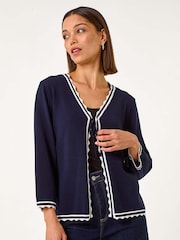 Roman Blue Scallop Edge Tie Cardigan - Image 4 of 5