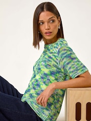 Roman Blue Spacedye Knit Top - Image 1 of 5