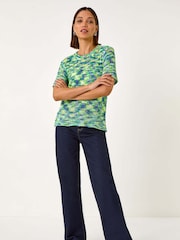 Roman Blue Spacedye Knit Top - Image 2 of 5