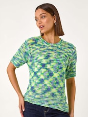 Roman Blue Spacedye Knit Top - Image 4 of 5