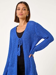 Roman Blue Tie Front Knit Cardigan - Image 4 of 5