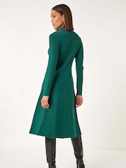Roman Green Button Detail Knitted Dress - Image 3 of 5