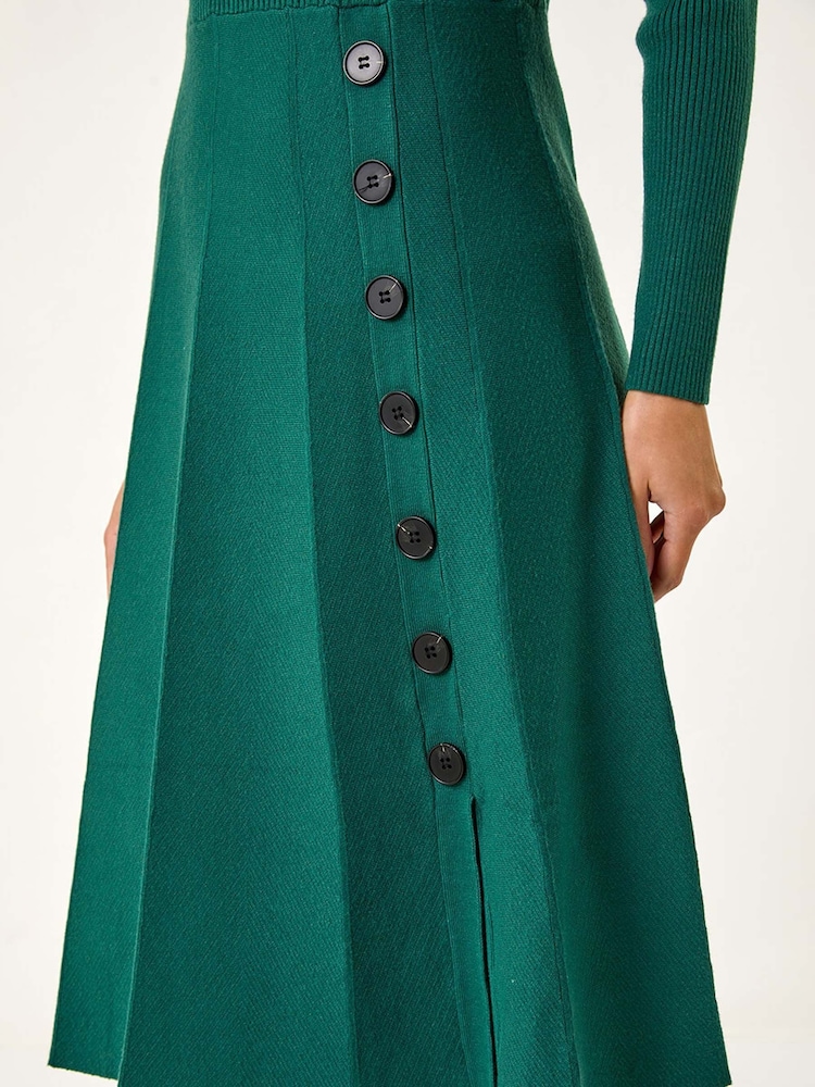 Roman Green Button Detail Knitted Dress - Image 5 of 5