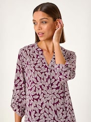 Roman Purple Leaf Print Pleated Shirt - Image 1 of 5