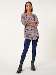 Roman Purple Leaf Print Pleated Shirt - Image 2 of 5