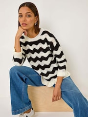 Roman Black Wave Pie Hem Colour Block Knit Jumper - Image 1 of 4