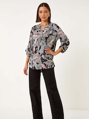 Roman Pink Floral Print Pleated Shirt - Image 2 of 5