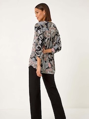 Roman Pink Floral Print Pleated Shirt - Image 3 of 5