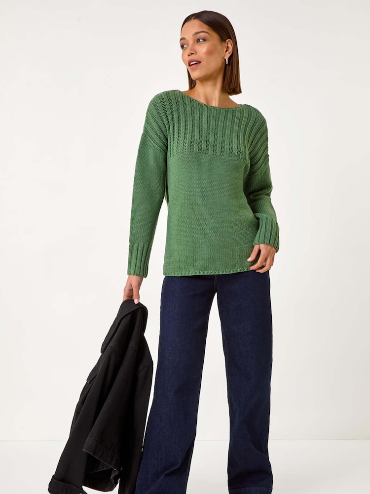 Roman Green Yoke Stitch Detail Jumper - Image 1 of 5