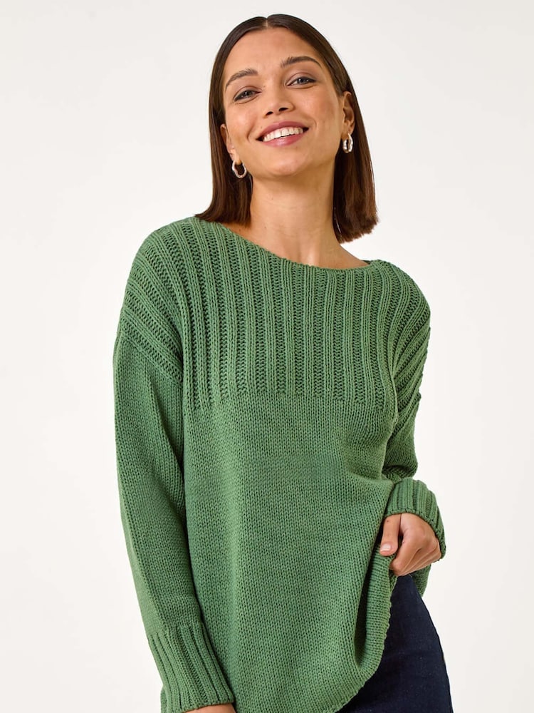 Roman Green Yoke Stitch Detail Jumper - Image 2 of 5