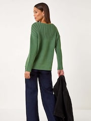 Roman Green Yoke Stitch Detail Jumper - Image 3 of 5