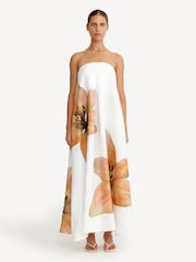 Significant Other Orange/White 100% Linen Parisa Maxi Dress - Image 2 of 4
