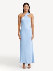 Significant Other Aqua Blue Lucile Draped Maxi Dress - Image 1 of 5