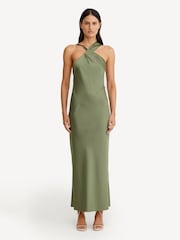 Significant Other Dark Green Lucile Draped Maxi Dress - Image 1 of 5