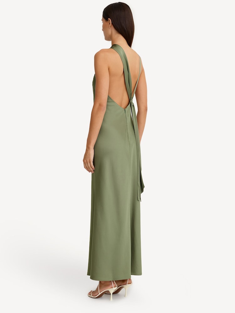 Significant Other Dark Green Lucile Draped Maxi Dress - Image 2 of 5