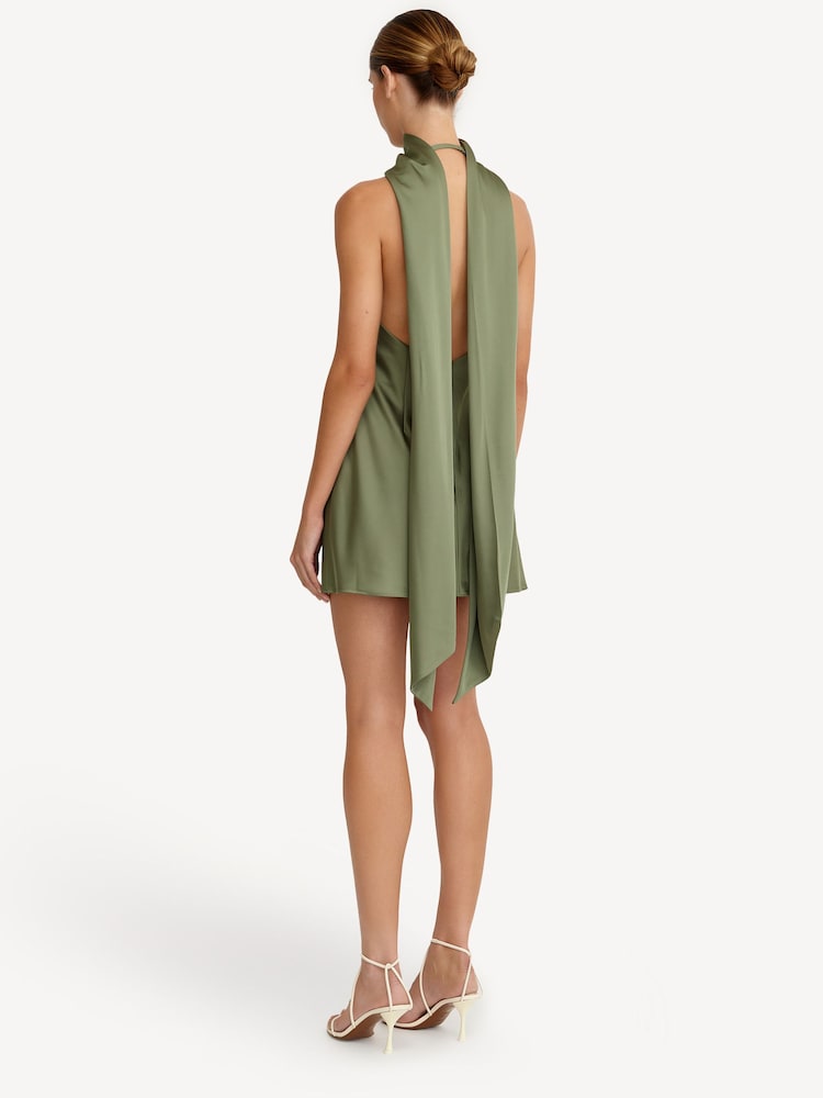 Significant Other Bronze/Green Lucile Halter Dress - Image 2 of 4 Significant Other Bronze/Green Lucile Halter Dress - Image 2 of 4