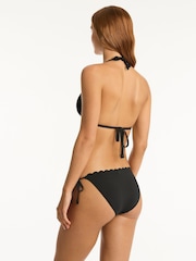 Sea Level Black Scalloped Halter Slide Tri Bikini Top - Image 2 of 8