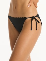 Sea Level Black Scalloped Halter Slide Tri Bikini Top - Image 6 of 8