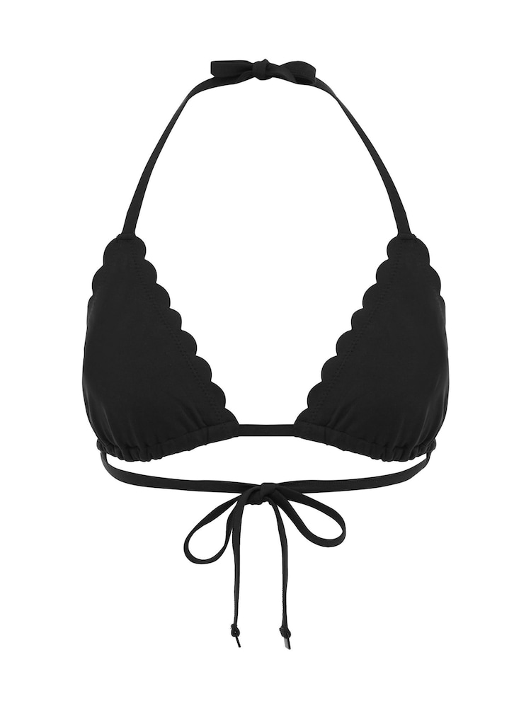 Sea Level Black Scalloped Halter Slide Tri Bikini Top - Image 8 of 8
