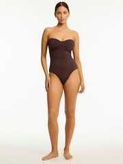 Sea Level Brown Essentials Edit Twist Bandeau One Piece Swimsuit - Image 4 of 8