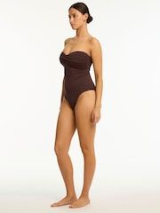 Sea Level Brown Essentials Edit Twist Bandeau One Piece Swimsuit - Image 6 of 8