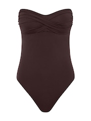 Sea Level Brown Essentials Edit Twist Bandeau One Piece Swimsuit - Image 8 of 8